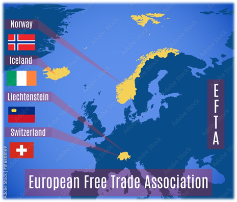 Description: Vector map of the European free trade Association (EFTA). Stock Vector |  Adobe Stock